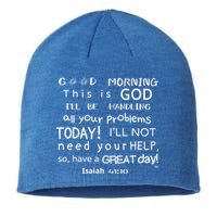 Good Morning This Is God I Will Be Handling Your Problems Meaningful Gift Sustainable Beanie