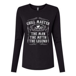 Grill Master The Man The Myth Legend Funny BBQ Smoker Gift Womens Cotton Relaxed Long Sleeve T-Shirt