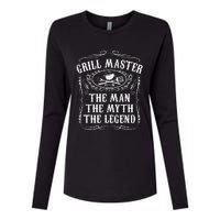 Grill Master The Man The Myth Legend Funny BBQ Smoker Gift Womens Cotton Relaxed Long Sleeve T-Shirt