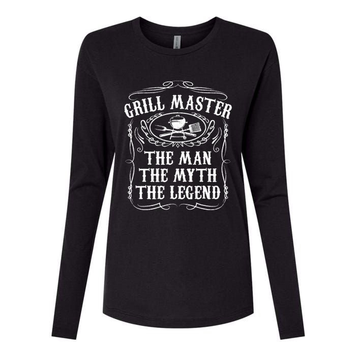 Grill Master The Man The Myth Legend Funny BBQ Smoker Gift Womens Cotton Relaxed Long Sleeve T-Shirt