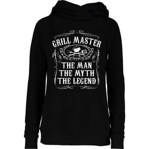 Grill Master The Man The Myth Legend Funny BBQ Smoker Gift Womens Funnel Neck Pullover Hood