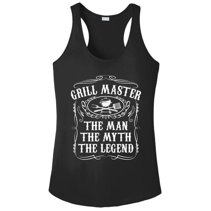 Grill Master The Man The Myth Legend Funny BBQ Smoker Gift Ladies PosiCharge Competitor Racerback Tank