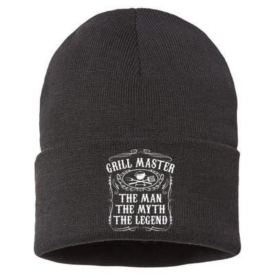 Grill Master The Man The Myth Legend Funny BBQ Smoker Gift Sustainable Knit Beanie