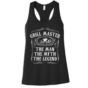 Grill Master The Man The Myth Legend Funny BBQ Smoker Gift Women's Racerback Tank