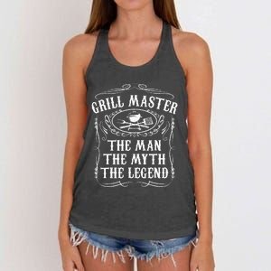 Grill Master The Man The Myth Legend Funny BBQ Smoker Gift Women's Knotted Racerback Tank