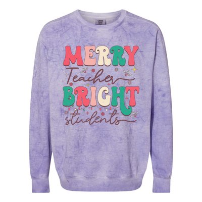 Groovy Merry Teacher Bright Students Funny Christmas Teacher Gift Colorblast Crewneck Sweatshirt