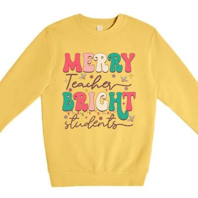 Groovy Merry Teacher Bright Students Funny Christmas Teacher Gift Premium Crewneck Sweatshirt