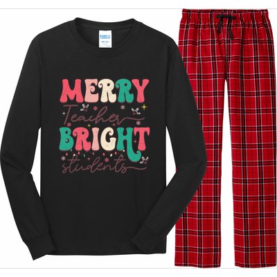 Groovy Merry Teacher Bright Students Funny Christmas Teacher Gift Long Sleeve Pajama Set