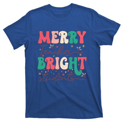 Groovy Merry Teacher Bright Students Funny Christmas Teacher Gift T-Shirt