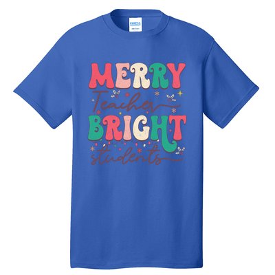 Groovy Merry Teacher Bright Students Funny Christmas Teacher Gift Tall T-Shirt