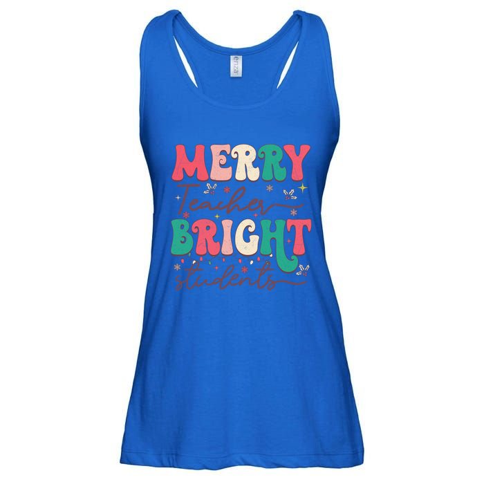 Groovy Merry Teacher Bright Students Funny Christmas Teacher Gift Ladies Essential Flowy Tank