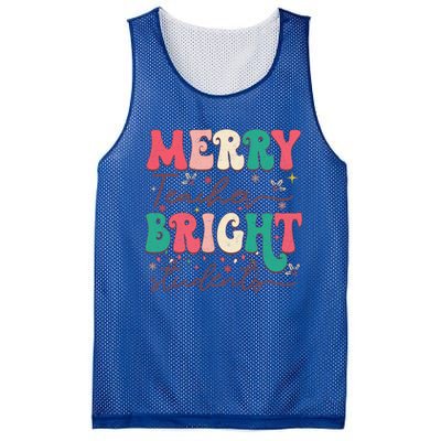 Groovy Merry Teacher Bright Students Funny Christmas Teacher Gift Mesh Reversible Basketball Jersey Tank