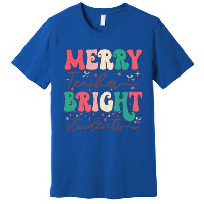 Groovy Merry Teacher Bright Students Funny Christmas Teacher Gift Premium T-Shirt