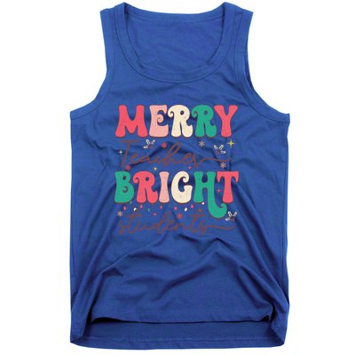 Groovy Merry Teacher Bright Students Funny Christmas Teacher Gift Tank Top