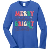 Groovy Merry Teacher Bright Students Funny Christmas Teacher Gift Ladies Long Sleeve Shirt