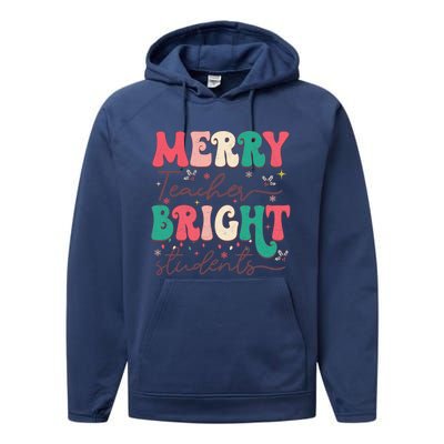 Groovy Merry Teacher Bright Students Funny Christmas Teacher Gift Performance Fleece Hoodie