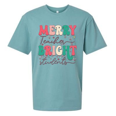 Groovy Merry Teacher Bright Students Funny Christmas Teacher Gift Sueded Cloud Jersey T-Shirt