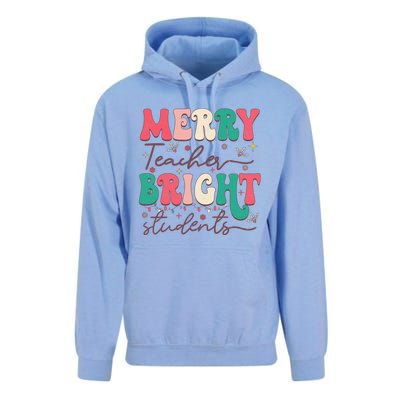 Groovy Merry Teacher Bright Students Funny Christmas Teacher Gift Unisex Surf Hoodie