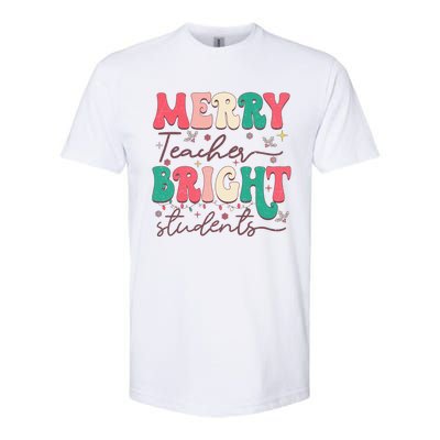 Groovy Merry Teacher Bright Students Funny Christmas Teacher Gift Softstyle CVC T-Shirt