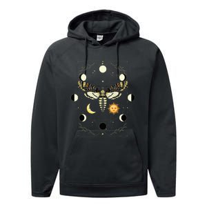 Goth Moth Tarot Card Moth Performance Fleece Hoodie