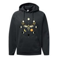 Goth Moth Tarot Card Moth Performance Fleece Hoodie