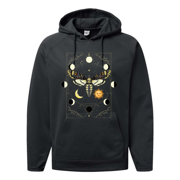 Goth Moth Tarot Card Moth Performance Fleece Hoodie