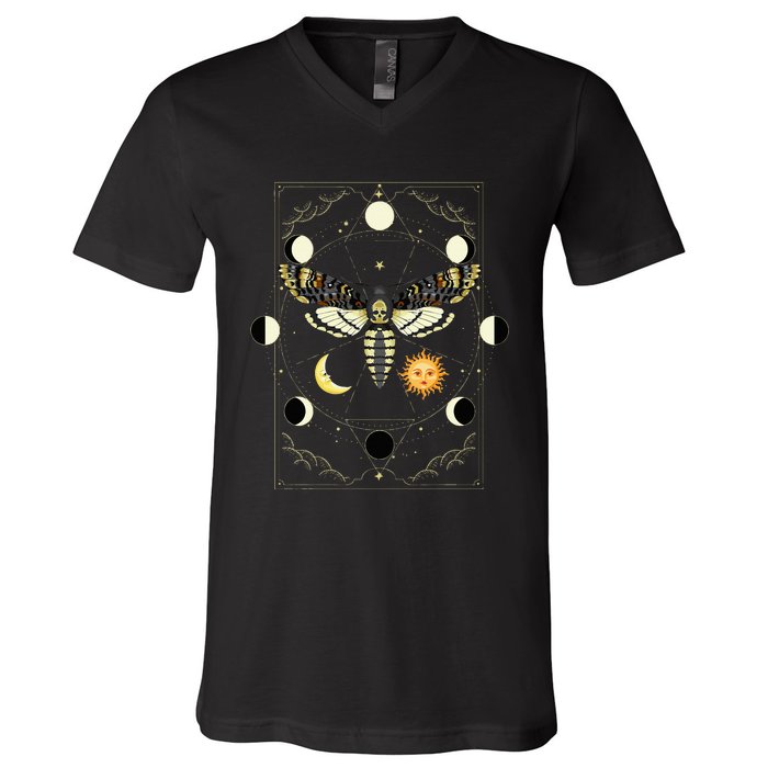 Goth Moth Tarot Card Moth V-Neck T-Shirt