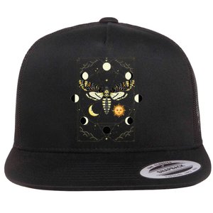 Goth Moth Tarot Card Moth Flat Bill Trucker Hat