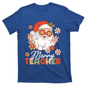 Groovy Merry Teacher Christmas SantaS Favorite Teacher Cool Gift T-Shirt