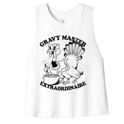 Gravy Master Thanksgiving Turkey Retro Vintage Food Family Women's Racerback Cropped Tank