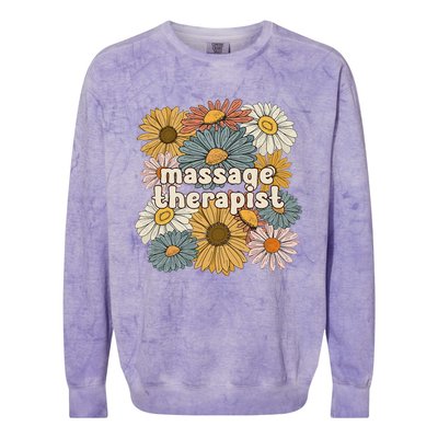 Groovy Massage Therapist Flowers Massage Therapy Colorblast Crewneck Sweatshirt