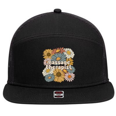 Groovy Massage Therapist Flowers Massage Therapy 7 Panel Mesh Trucker Snapback Hat