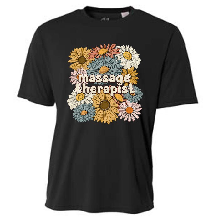 Groovy Massage Therapist Flowers Massage Therapy Cooling Performance Crew T-Shirt