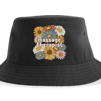 Groovy Massage Therapist Flowers Massage Therapy Sustainable Bucket Hat