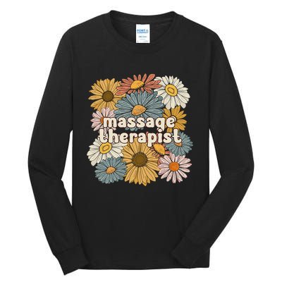 Groovy Massage Therapist Flowers Massage Therapy Tall Long Sleeve T-Shirt