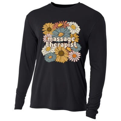 Groovy Massage Therapist Flowers Massage Therapy Cooling Performance Long Sleeve Crew