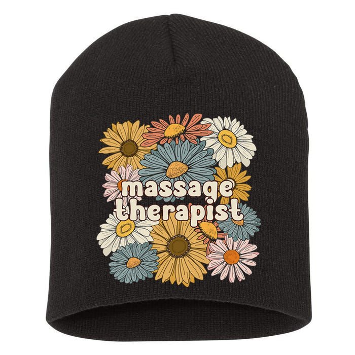 Groovy Massage Therapist Flowers Massage Therapy Short Acrylic Beanie