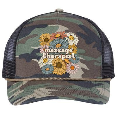 Groovy Massage Therapist Flowers Massage Therapy Retro Rope Trucker Hat Cap