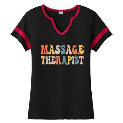 Groovy Massage Therapist Muscle Massage Therapy Squad Ladies Halftime Notch Neck Tee