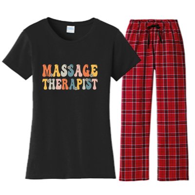 Groovy Massage Therapist Muscle Massage Therapy Squad Women's Flannel Pajama Set