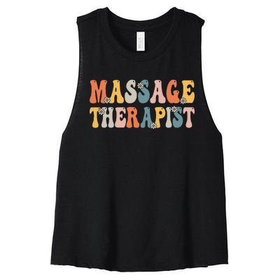 Groovy Massage Therapist Muscle Massage Therapy Squad Women's Racerback Cropped Tank