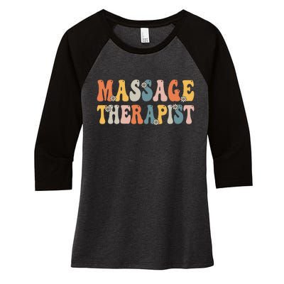 Groovy Massage Therapist Muscle Massage Therapy Squad Women's Tri-Blend 3/4-Sleeve Raglan Shirt