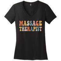 Groovy Massage Therapist Muscle Massage Therapy Squad Women's V-Neck T-Shirt