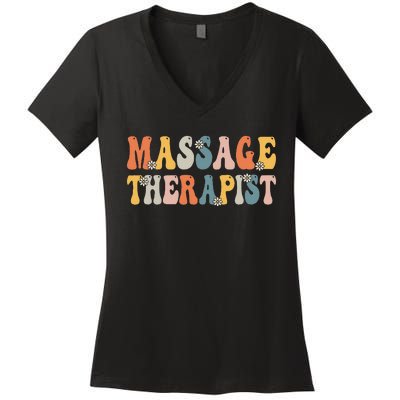 Groovy Massage Therapist Muscle Massage Therapy Squad Women's V-Neck T-Shirt