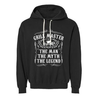 Grill Master The Man The Myth Legend Funny BBQ Smoker Garment-Dyed Fleece Hoodie