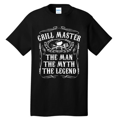 Grill Master The Man The Myth Legend Funny BBQ Smoker Tall T-Shirt