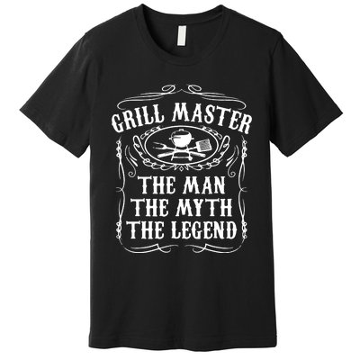 Grill Master The Man The Myth Legend Funny BBQ Smoker Premium T-Shirt