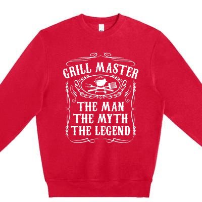 Grill Master The Man The Myth Legend Funny BBQ Smoker Premium Crewneck Sweatshirt