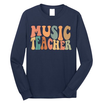 Groovy Music Teacher Cute Back to School Supplies Wo Long Sleeve Shirt