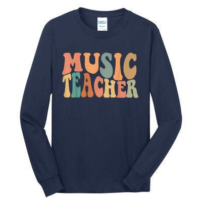 Groovy Music Teacher Cute Back to School Supplies Wo Tall Long Sleeve T-Shirt